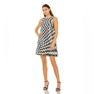Mac Duggal Monochrome Checkered Mini Dress
